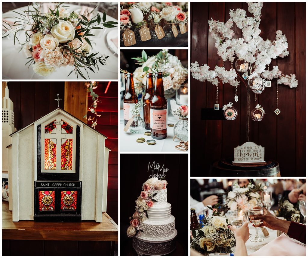 Wedding details, cake, flowers