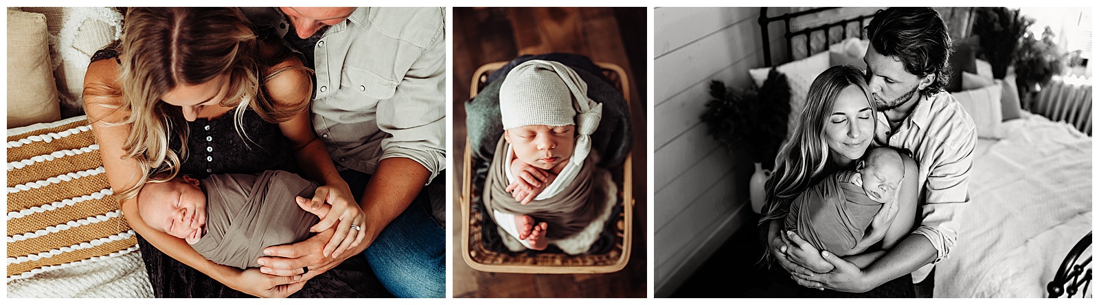 Prop Newborn Photo + Parent Posing with the Studio Bed