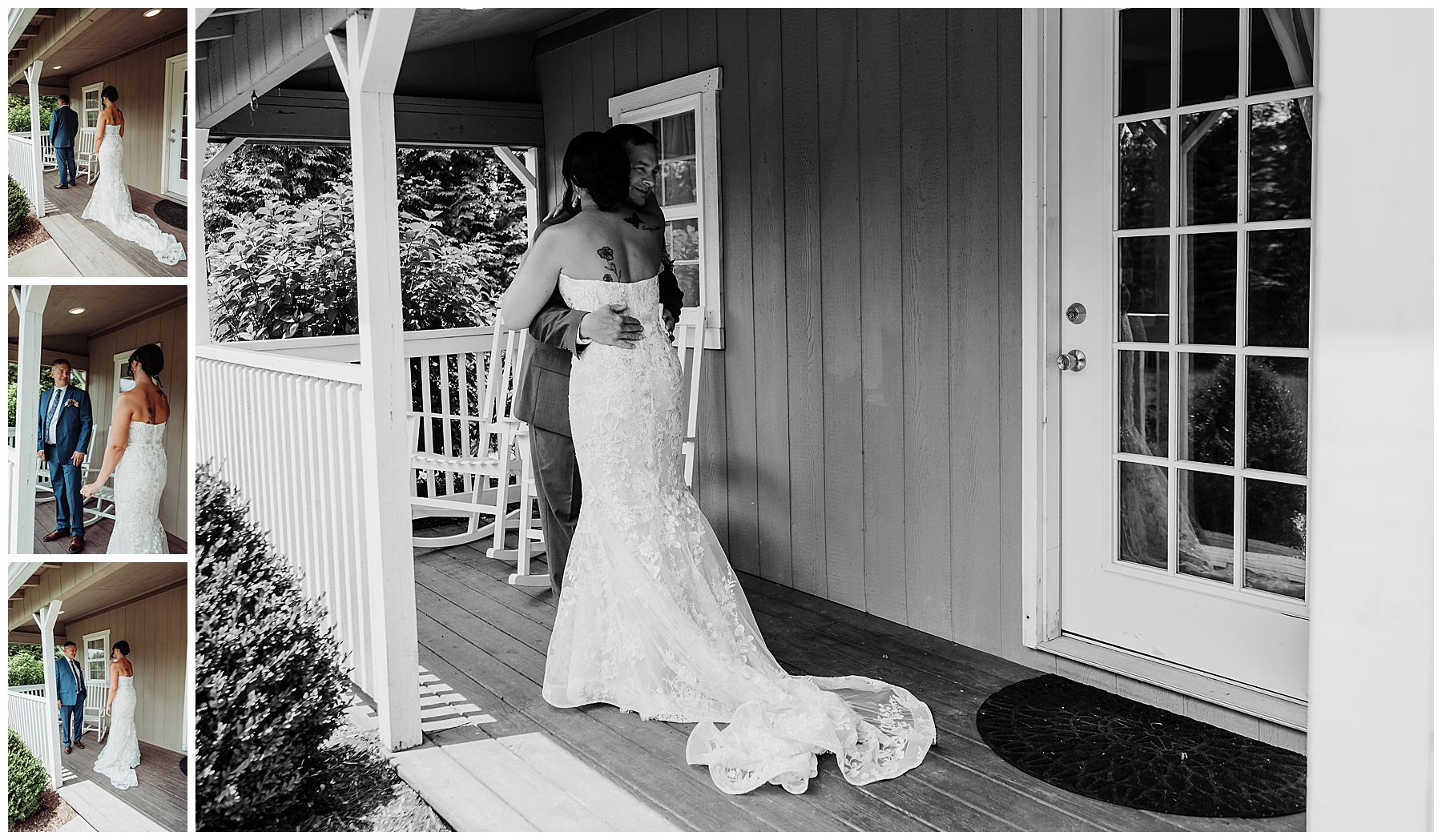 Irons Mill first look with bride and dad