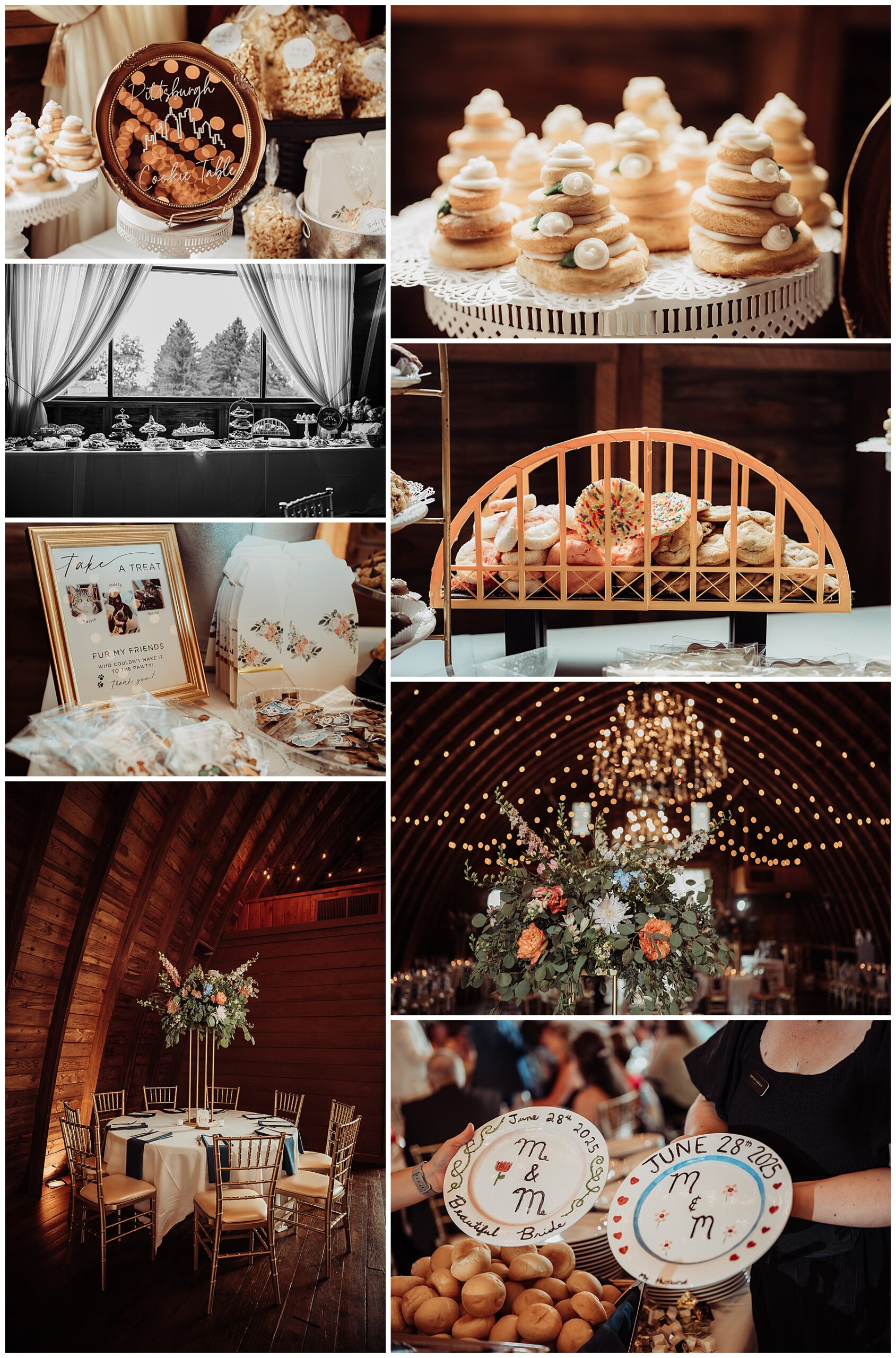 Irons Mill Wedding Reception details in the barn