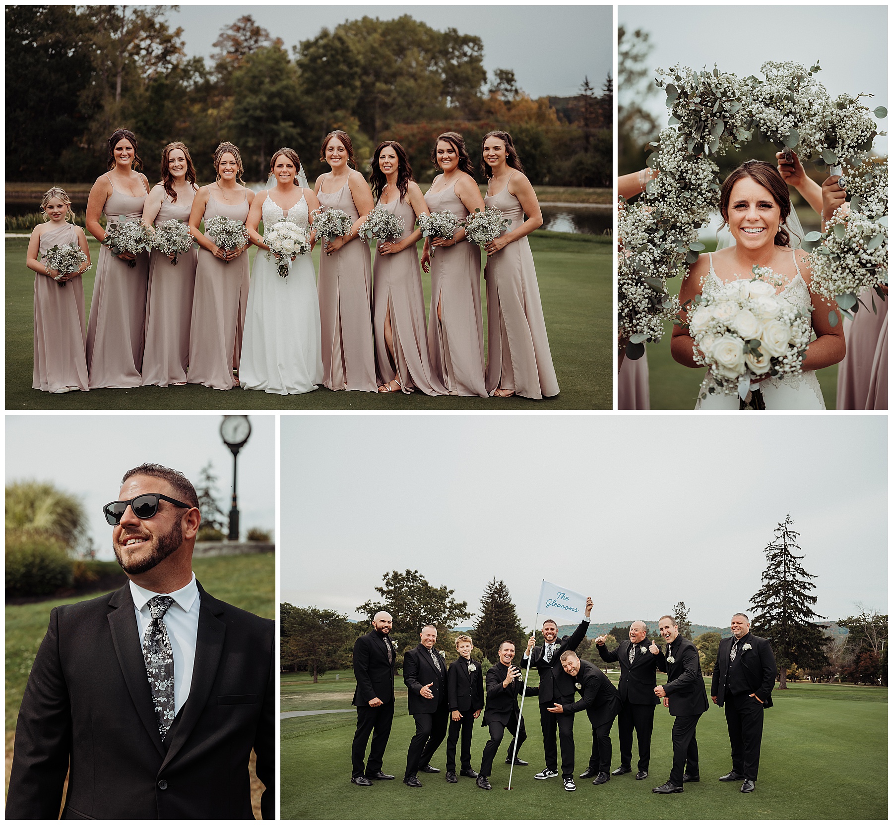 Bridesmaids and Groomsmen with Bride and Groom at Bartlet Country Club