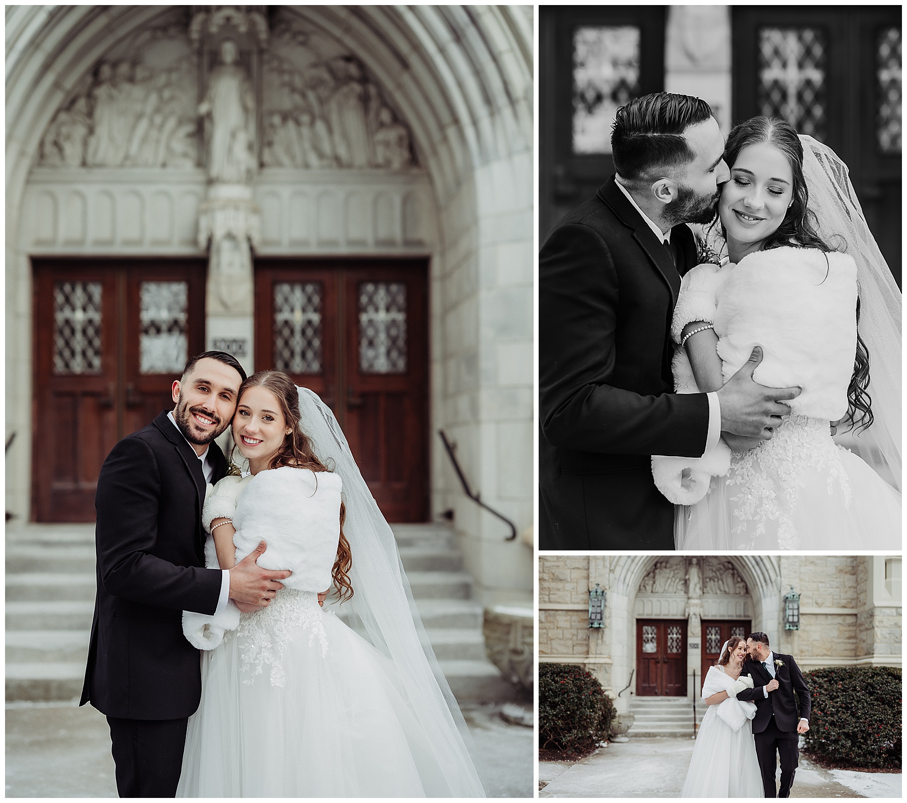 Warren PA snowy Wedding Couple portrait
