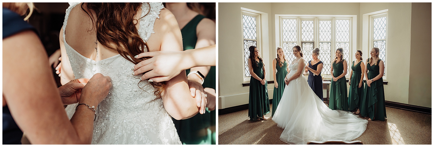 Bride and Bridesmaids getting ready