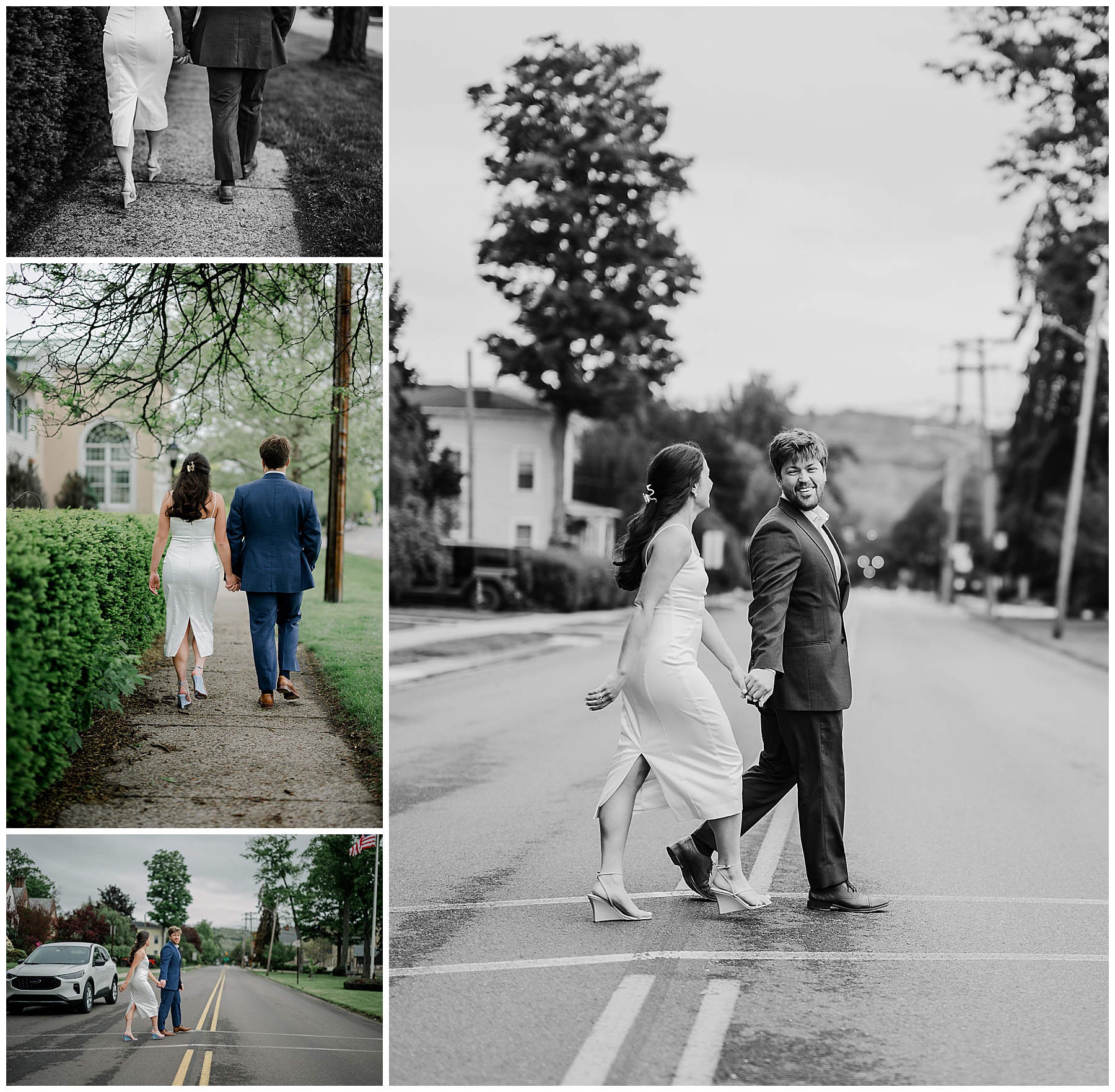 Bride and Groom portraits on walk to Twig and Vine